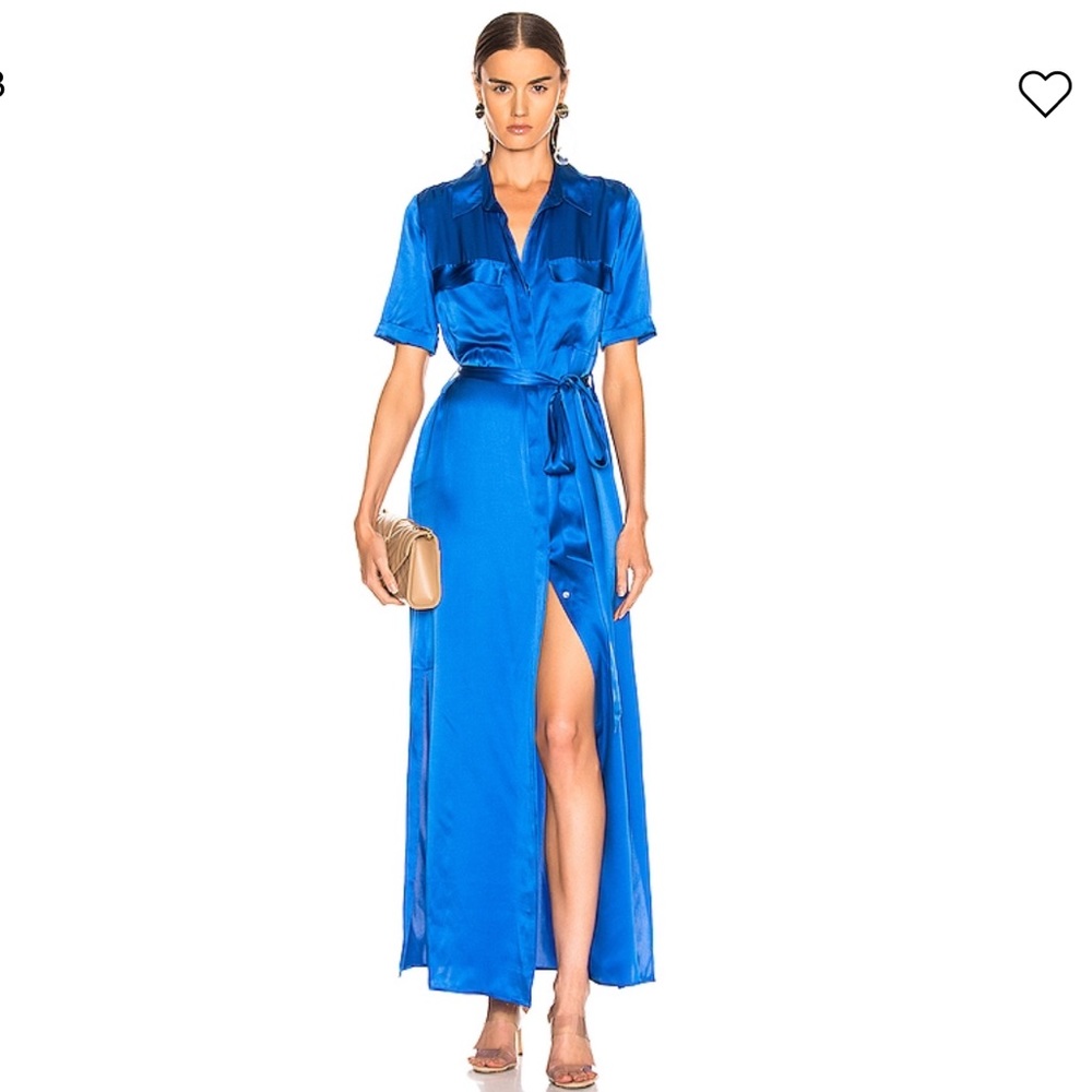 Updated photos- L’agence Blue Silk Maxi Dress